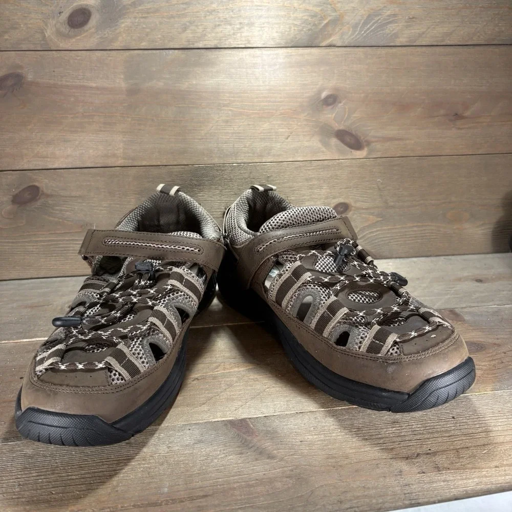orthofeet clearwater mens size 11 shoe brown leather orthopedic fisherman sandal